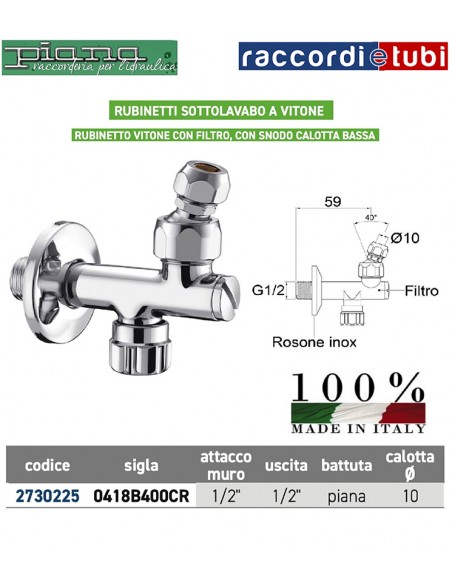 UNTERTISCHWASSERHÄHNCHEN MIT SCHRIEBIGER 1/2X10 MIT FILTER UND NIEDRIGEM KAPPELSCHWANZ