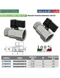 VALVOLA A SFERA MINI M/F D.1/4''x1/4''