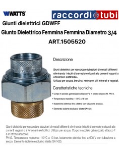 GIUNTO DIELETTRICO ACQUA FEMMINA FEMMINA 3/4