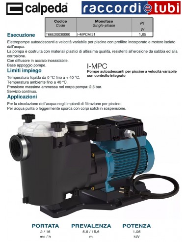 ELEKTROPUMPE CALPEDA HP.1 SCHWIMMBAD I-MPCM 31