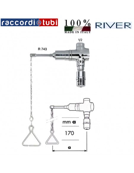 WASSERHAHN MIT KETTE RIVER komplett mit DUSCHKOPF R 743