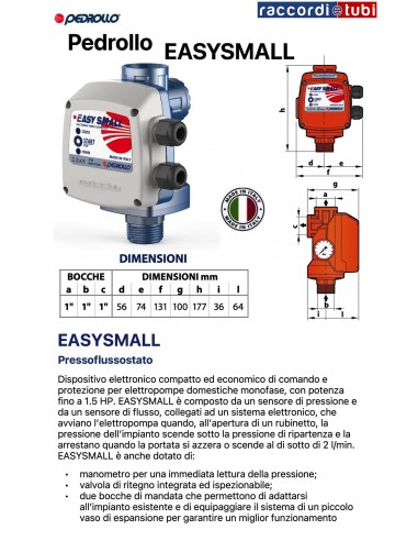 PRESSOFLUSSOSTATO EASYSMALL 1,5 HP PEDROLLO