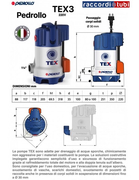 ELETTROPOMPA PEDROLLO TEX3