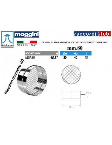 GRIGLIA SCARICO FUMI INOX DIAMETRO 80 MASCHIO