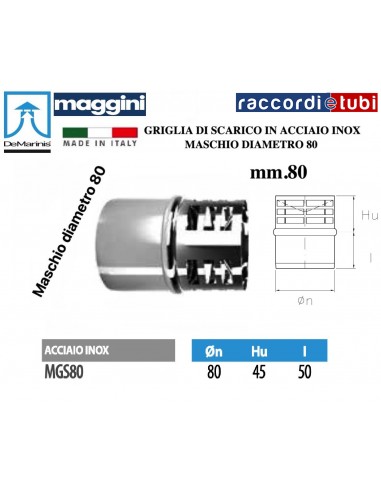 GRIGLIA SCARICO FUMI INOX DIAMETRO 80 MASCHIO
