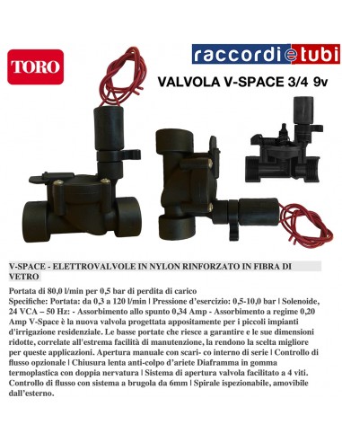 TORO MAGNETVENTIL Ø 3/4 FF V-SPACE VENTIL 9V