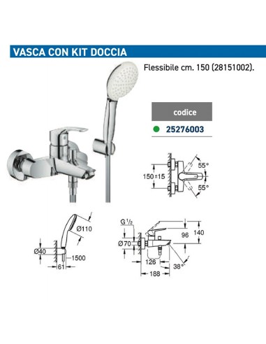 EUROSMART VASCA CON KIT DOCCIA 33555003