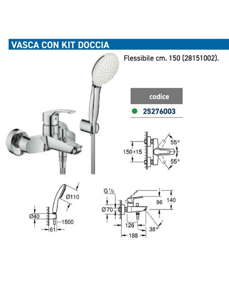 EUROSMART VASCA CON KIT DOCCIA 33555003