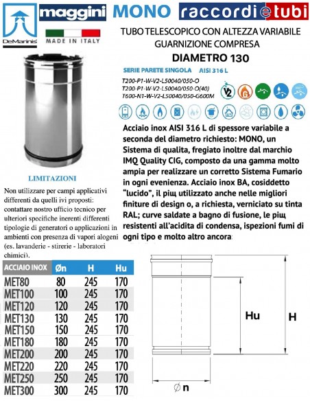 DE MARINIS INOX ELEMENTO TELESCOPICO D.130