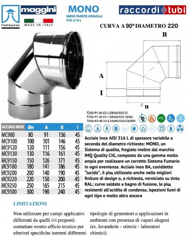 DE MARINIS INOX MAGGINI CURVA 90° D.220