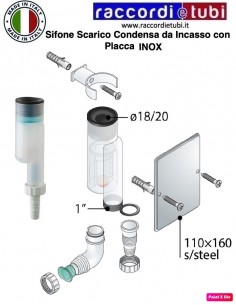 SIFONE SCARICO CONDENSA DA INCASSO CON SIFONE E PLACCA INOX