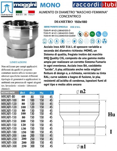DE MARINIS INOX RIDUZIONE D.180X150 FM