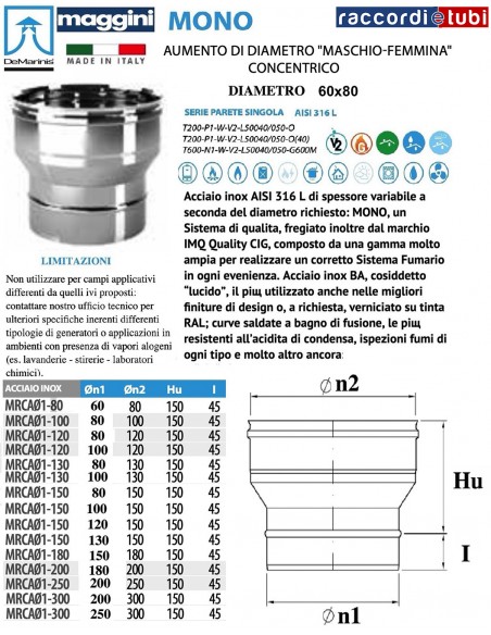 DE MARINIS INOX REDUZIERUNG D.80X60 FM