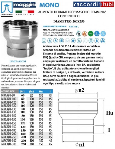 DE MARINIS INOX MAGGINI REDUZIERUNG D.250X200 FM