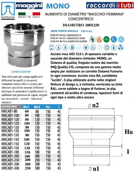 DE MARINIS INOX MAGGINI REDUZIERUNG D.250X200 FM