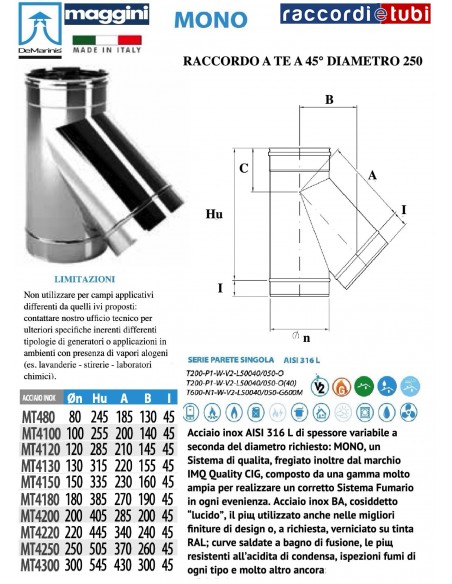 DE MARINIS INOX TE D.250 135° M/M/F