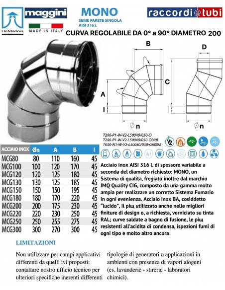 DE MARINIS INOX MAGGINI CURVA REGOLABILE D.200