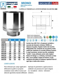DE MARINIS INOX MAGGINI CAPPELLO-ANTIVENTO D. 200
