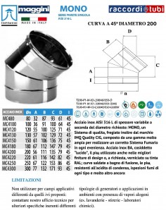 DE MARINIS INOX MAGGINI CURVA 45° D.200