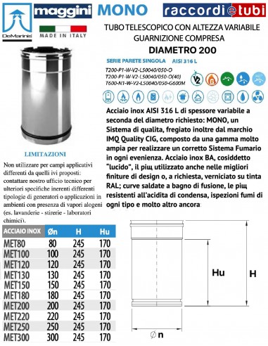 DE MARINIS INOX MAGGINI ELEMENTO TELESCOPICO 200
