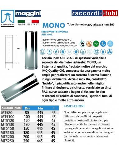 DE MARINIS INOX MAGGINI TUBO CM.50 D.200