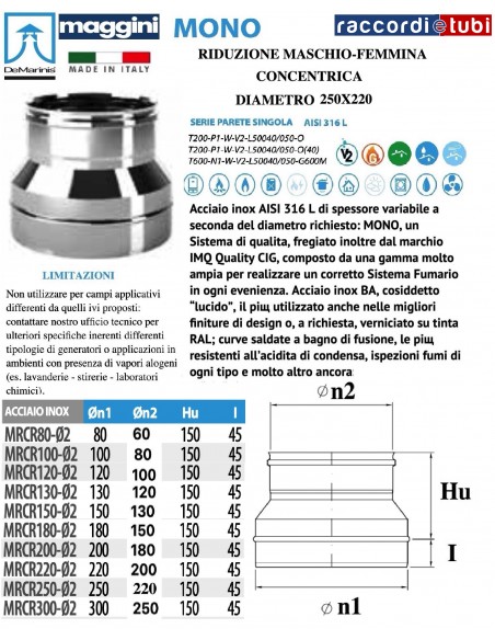 DE MARINIS INOX MAGGINI RIDUZIONE D.250X220 MF