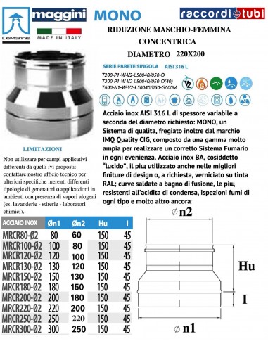 DE MARINIS INOX MAGGINI RIDUZIONE D.220X200 MF