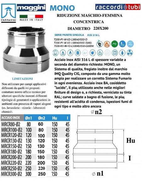 DE MARINIS INOX MAGGINI RIDUZIONE D.220X200 MF