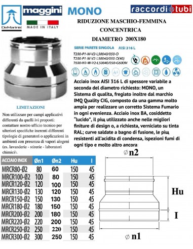 DE MARINIS INOX MAGGINI REDUZIERUNG D.200X180 MF