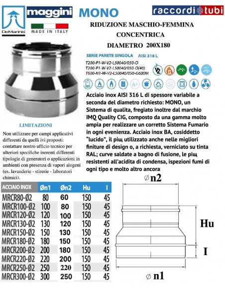 DE MARINIS INOX MAGGINI RIDUZIONE D.200X180 MF