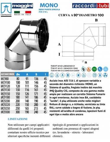 DE MARINIS INOX WINKEL 90° D.100
