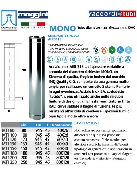 DE MARINIS TUBO FUMO CM.100 D.300