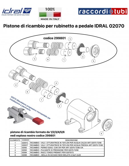 IDRAL PISTONE DI RICAMBIO PER MIX PROGRESSIVO 02070
