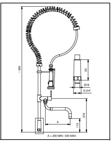 DUSCHGRUPPE VORGESCHIRR-SPÜLUNG IDRAL MIT HAHN...