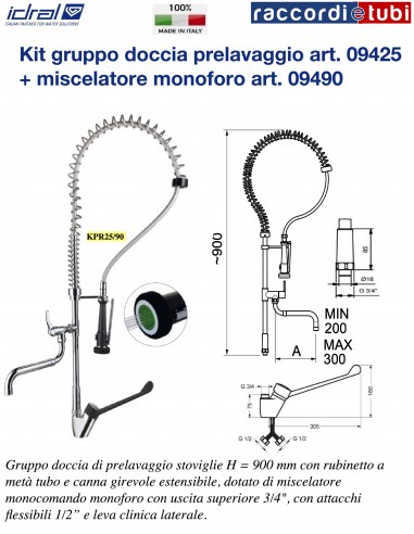 GRUPPO DOCCIA PRELAVAGGIO IDRAL CON RUBINETTO H900