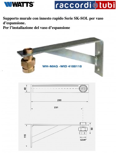 STAFFA PER VASO ESPANSIONE CON BOCCHETTONE DA...