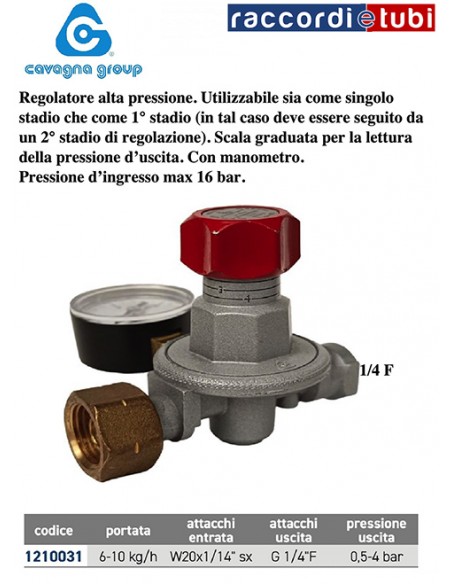 REGOLATORE ALTA PRESSIONE 6-10kg CON MANOMETRO
