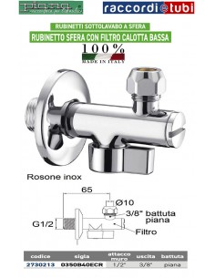 RUBINETTO A SFERA CON FILTRO CALOTTA BASSA 1/2X10