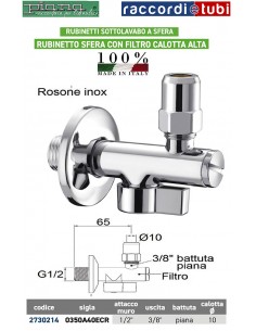 RUBINETTO A SFERA CON FILTRO CALOTTA ALTA 1/2X10
