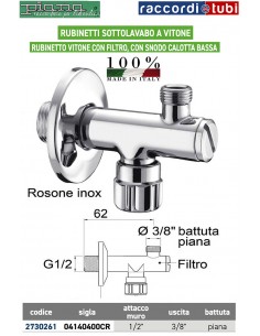 RUBINETTO SOTTOLAVABO A VITONE 1/2X3/8  CON FILTRO SENZA...