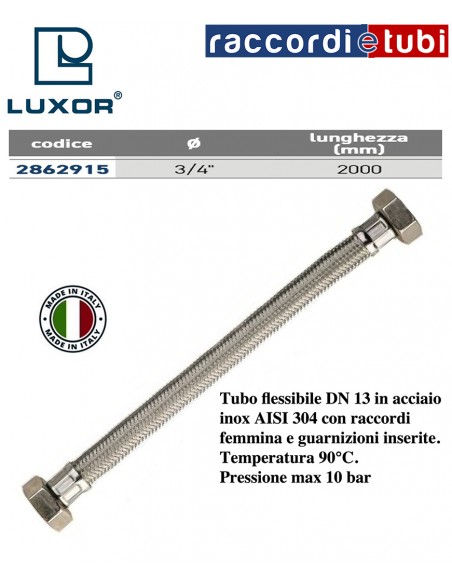 EINLAUFROHR EDELSTAHL DN13 3/4'' - 2000mm WASCHMASCHINE-GESCHIRRSPÜLER