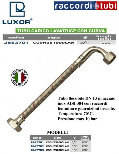 FLESSIBILE PER LAVATRICE-LAVASTOVIGLIE 3/4X3/4...