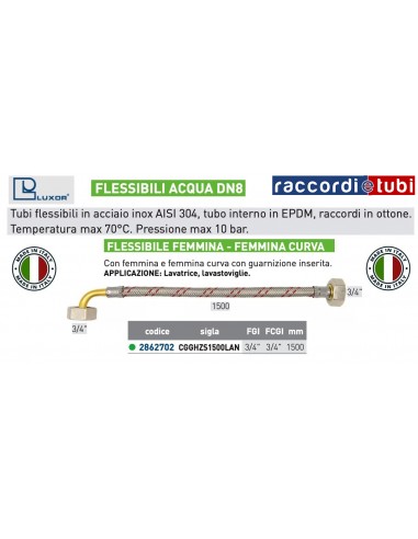 FLESSIBILE PER LAVATRICE-LAVASTOVIGLIE 3/4X3/4...