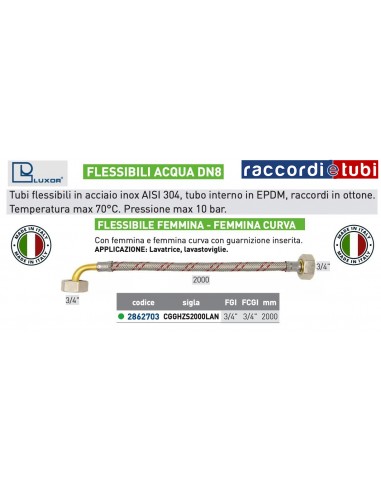 FLESSIBILE PER LAVATRICE-LAVASTOVIGLIE 3/4X3/4...