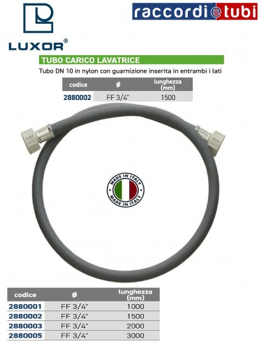 TUBO CARICO LAVATRICE FF 3/4'' 1500mm