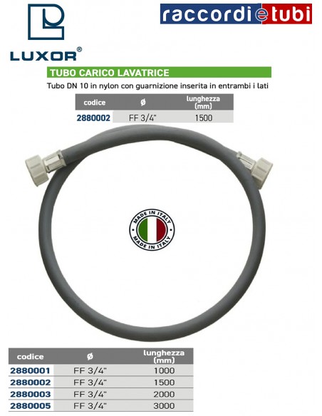 TUBO CARICO LAVATRICE FF 3/4'' 1500mm