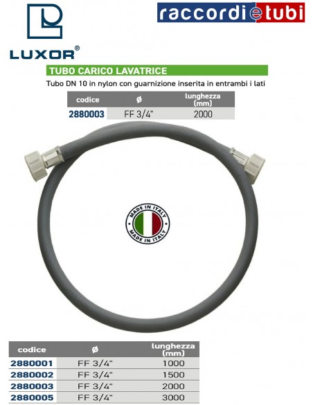 TUBO CARICO LAVATRICE FF 3/4'' 2000mm