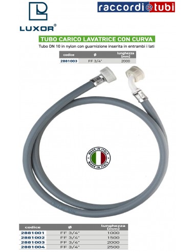 TUBO CARICO LAVATRICE CON CURVA FF 3/4'' 2000 mm