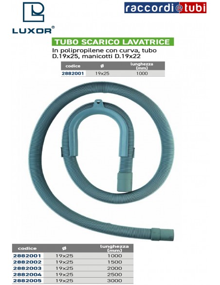 TUBO SCARICO LAVATRICE mm.1000 D.19x22