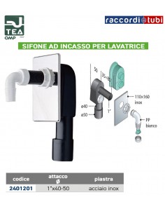 SIFONE LAVATRICE DA INCASSO IN PE HD D.1''x50-40mm...